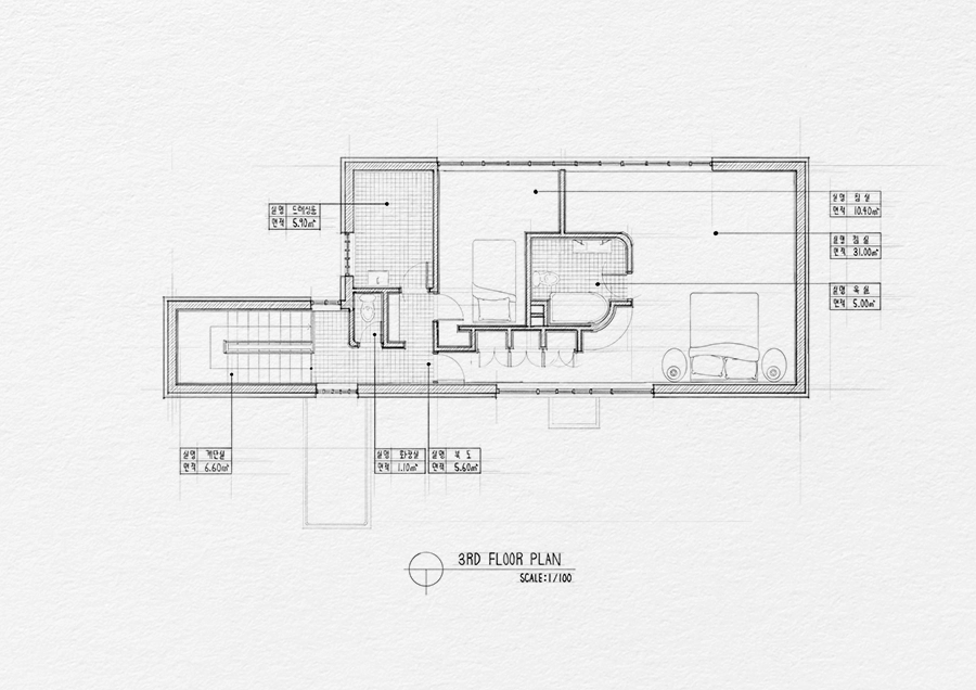 写図 : 빌라 베스누스 3층 평면도